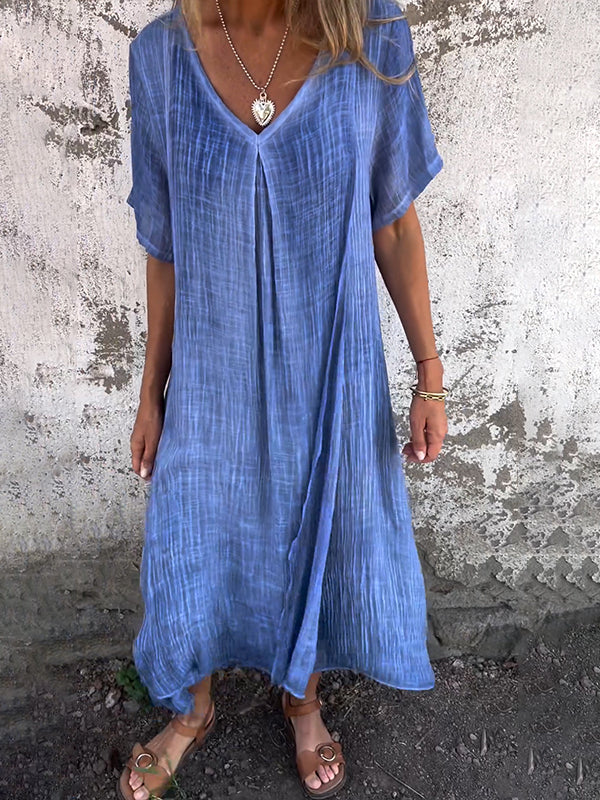 Violet™ Loose-Fit V-Neck Dress - Blue