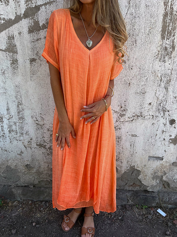 Violet™ Loose-Fit V-Neck Dress - Orange