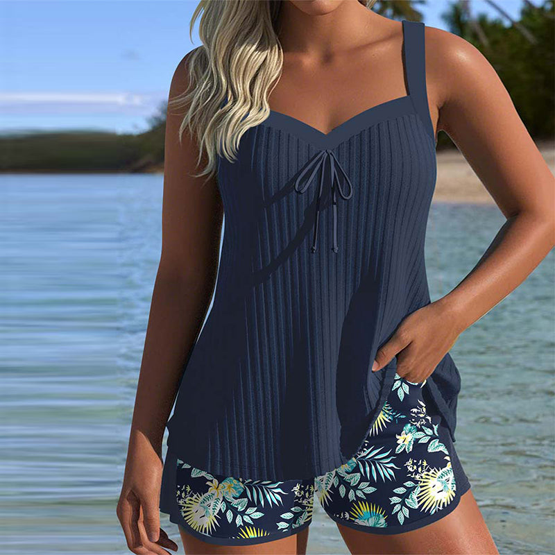 Laluna Striped Tankini Navy Blue