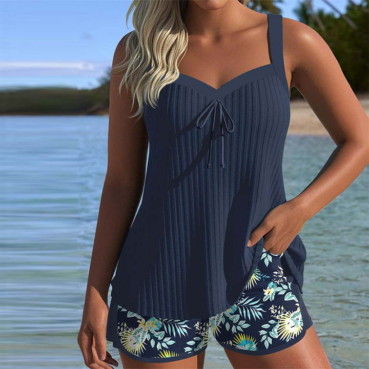 Laluna Striped Tankini Navy Blue