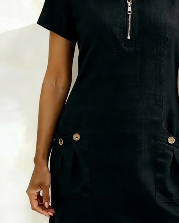 Noelia™ Elegant Front Zipper Pocket Dress - Style 8