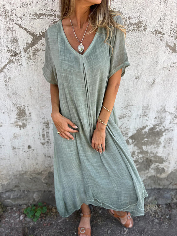 Violet™ Loose-Fit V-Neck Dress - Green