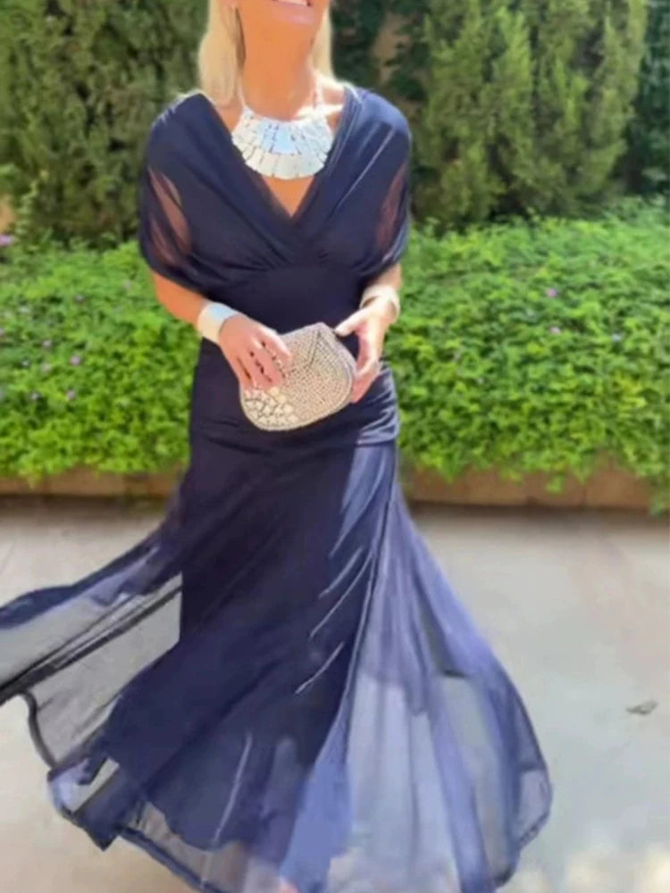 Amalfi Chiffon Maxi Dress in Blue