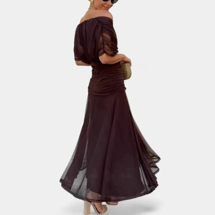 Amalfi Chiffon Maxi Dress in Brown
