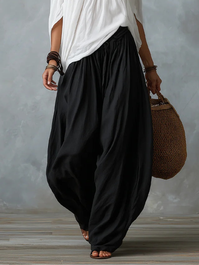 Chloe | White Off-the-Shoulder Top and Loose Lantern Pants Set